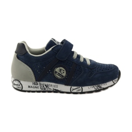 American Club ADI sport intarsio in pelle americana blu navy grigio