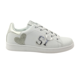 American Club Sneakers cuore americano con sottopiede in pelle bianca grigio