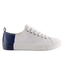 Sneakers bianche bicolore BK378 BIANCO / D.BLUE