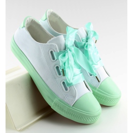 DC11 WHITE / GREEN sneakers bianche e menta con nastri bianco verde
