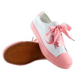 Sneakers Con Nastri Bianche e Rosa Dc11 bianco