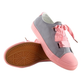Sneakers Con Nastri Grigio-Rosa Dc11