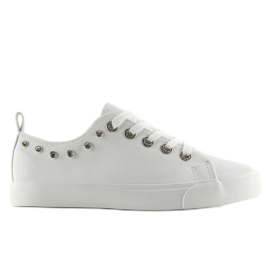 Sneakers bianche con zirconi BL122p White bianco