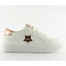 Sneakers da donna bianche 343-Y oro giallo bianca