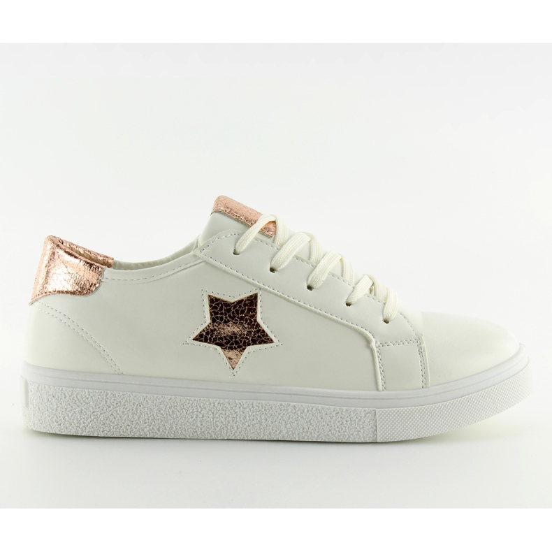 Sneakers da donna bianche 343-Y oro giallo bianca