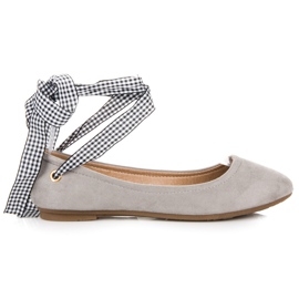 Ch. Creation Ballerine in camoscio con nastro grigio
