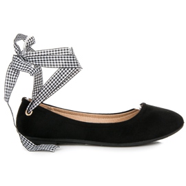 Ch. Creation Ballerine in camoscio con fiocco nero