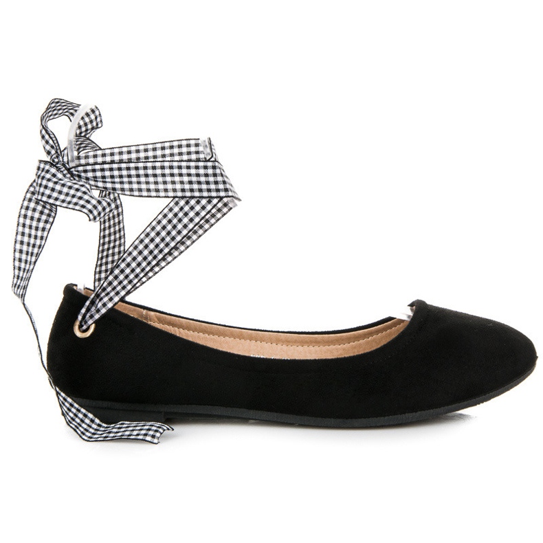 Ch. Creation Ballerine in camoscio con fiocco nero