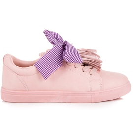 Sneakers allacciate con frange rosa