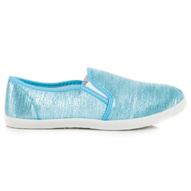 Sneakers slip on con filo argento blu