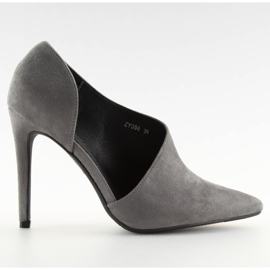 Décolleté grigie asimmetriche su tacco grigio ZY098 Grey