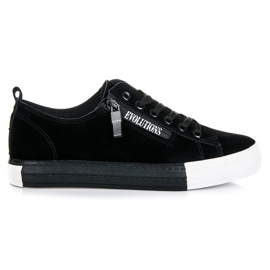 Sneakers in camoscio sulla piattaforma nero