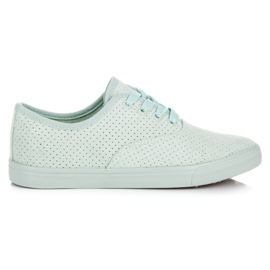 Sneakers traforate in pelle scamosciata verde