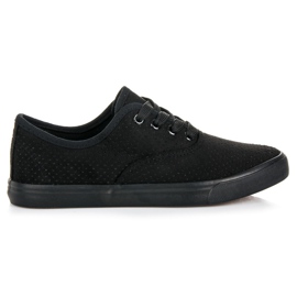 Sneakers traforate in pelle scamosciata nero