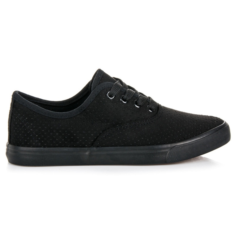 Sneakers traforate in pelle scamosciata nero
