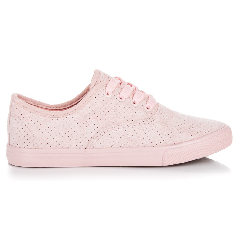 Sneakers traforate in pelle scamosciata rosa