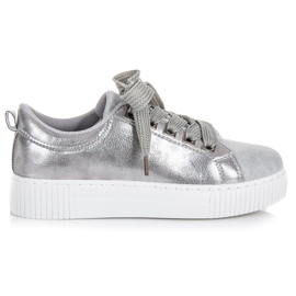 Sport Sneakers Sulla Piattaforma Con Rilegatura grigio