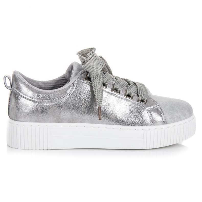 Sport Sneakers Sulla Piattaforma Con Rilegatura grigio