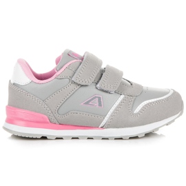 American Club Scarpe da ragazza con velcro grigio