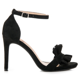 Kylie Sandali con tacco alto con volant nero
