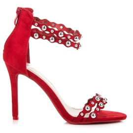 Vinceza Sandali rossi con ornamenti rosso