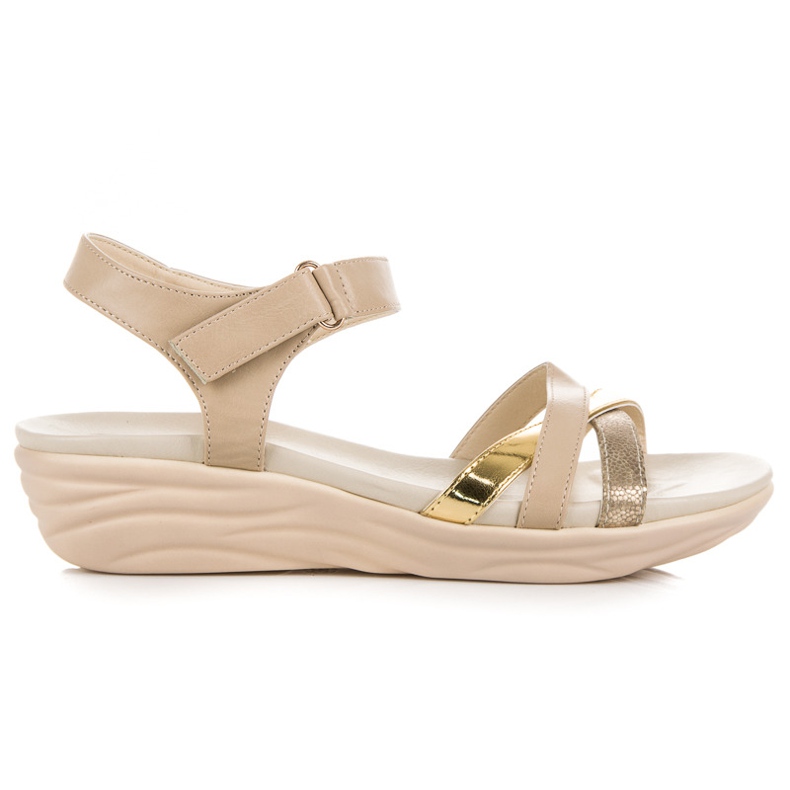 Kylie Sandali con velcro beige