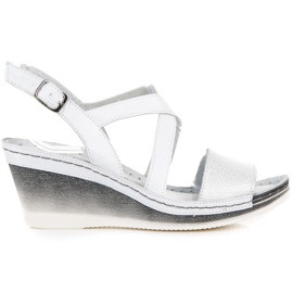 Vinceza Sandali con zeppa in pelle bianca