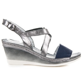 Vinceza Sandali con zeppa in pelle grigio