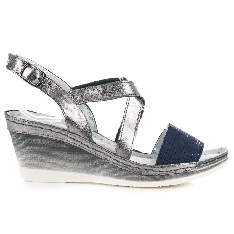 Vinceza Sandali con zeppa in pelle grigio