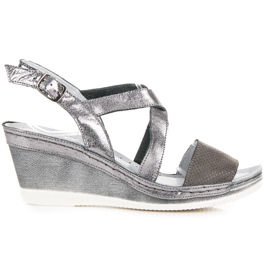 Vinceza Sandali con zeppa in pelle grigio