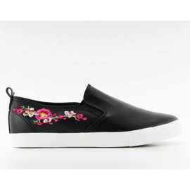 Slipons con ricamo nero delicato g1204a Nero