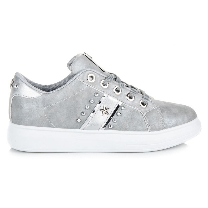 Sneakers allacciate argento grigio
