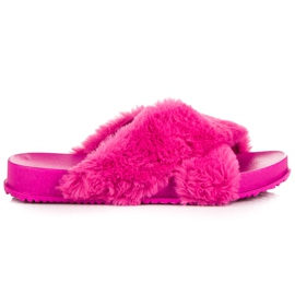 Eleganti pantofole in pelliccia rosa