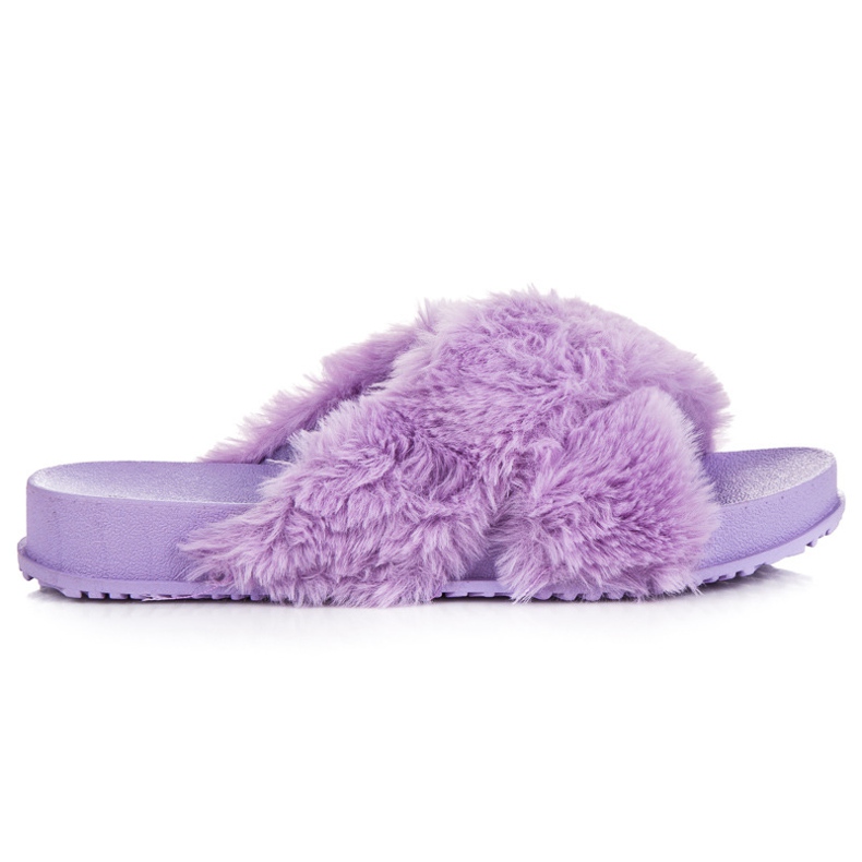 Eleganti pantofole in pelliccia viola