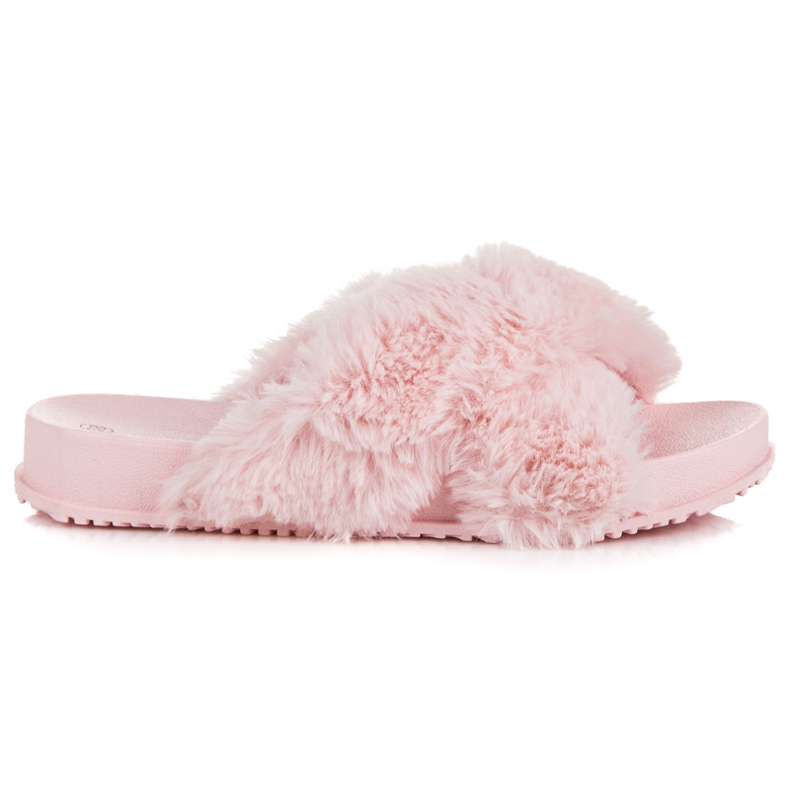 Eleganti pantofole in pelliccia rosa