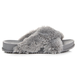 Eleganti pantofole in pelliccia grigio