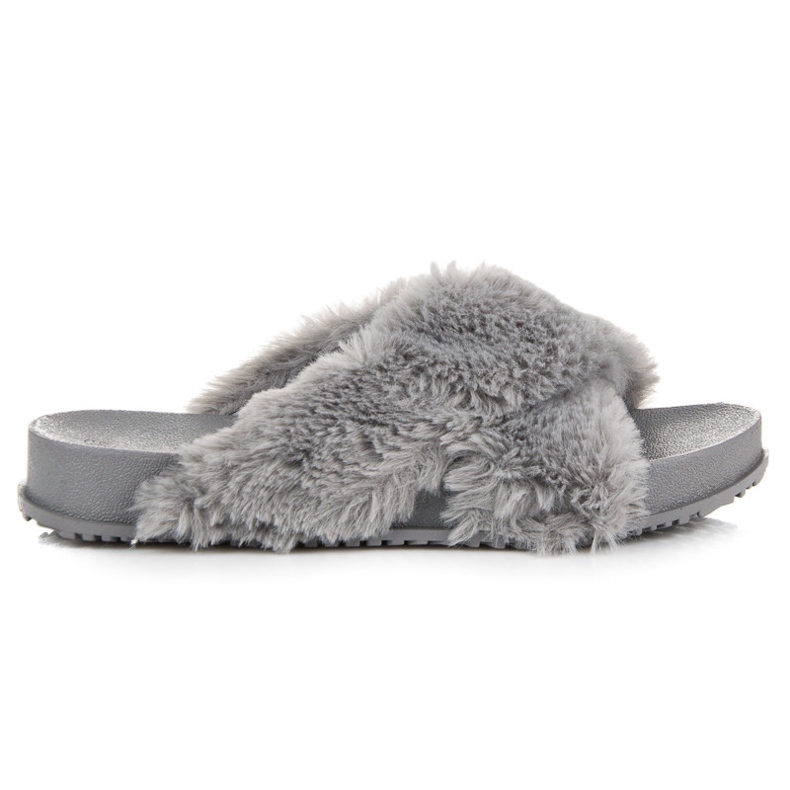 Eleganti pantofole in pelliccia grigio