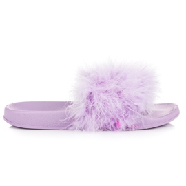 Pantofole con pelliccia viola