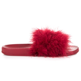 Pantofole con pelliccia rosso