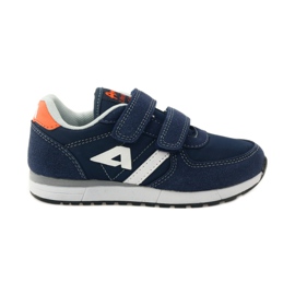 American Club Scarpe sportive con sottopiede in pelle americana blu navy arancia bianca