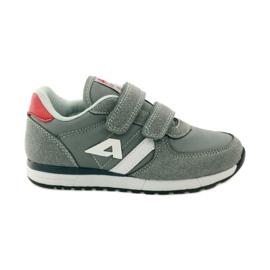 American Club Intarsio in pelle americana con velcro sportivo rosso grigio bianco