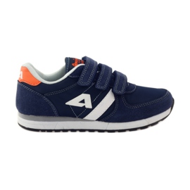 American Club Sneakers americane con sottopiede in pelle blu navy arancia bianca