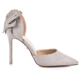 Seastar Tacchi In Pelle Scamosciata Con Un Fiocco grigio