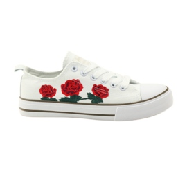 American Club Sneakers con rose ricamate American 17035 rosso bianca