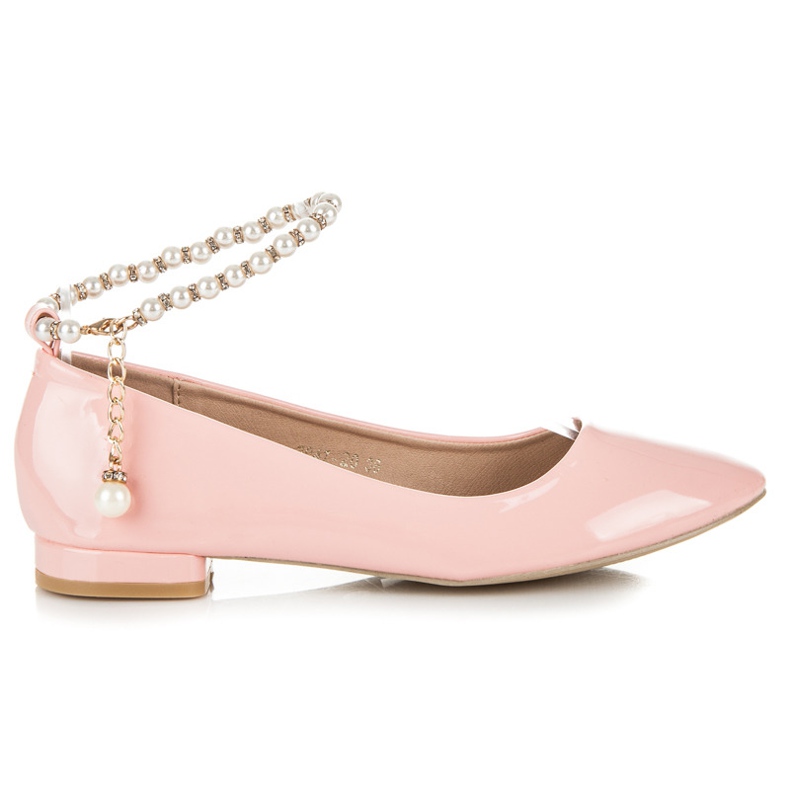 Vices Ballerine laccate con perline rosa