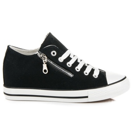 Kayla Sneakers con zeppa allacciate nero