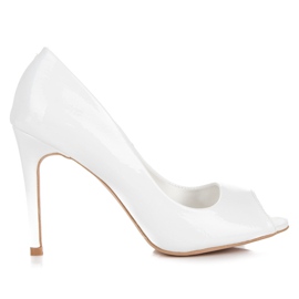 Comer Décolleté open toe in vernice bianco