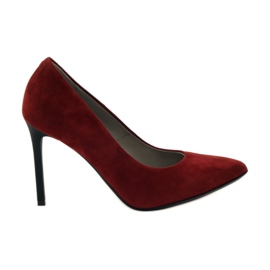 Edeo Pompe in pelle femminile su Szpilka 3162 Borgogna rosso