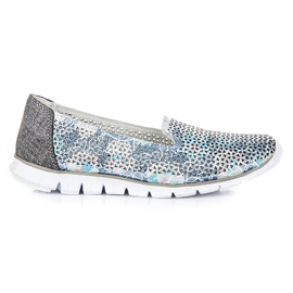 Vinceza Signori in pelle traforati grigio blu