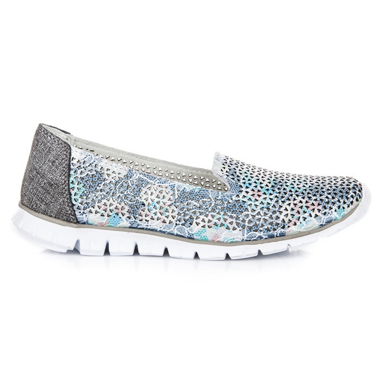 Vinceza Signori in pelle traforati grigio blu